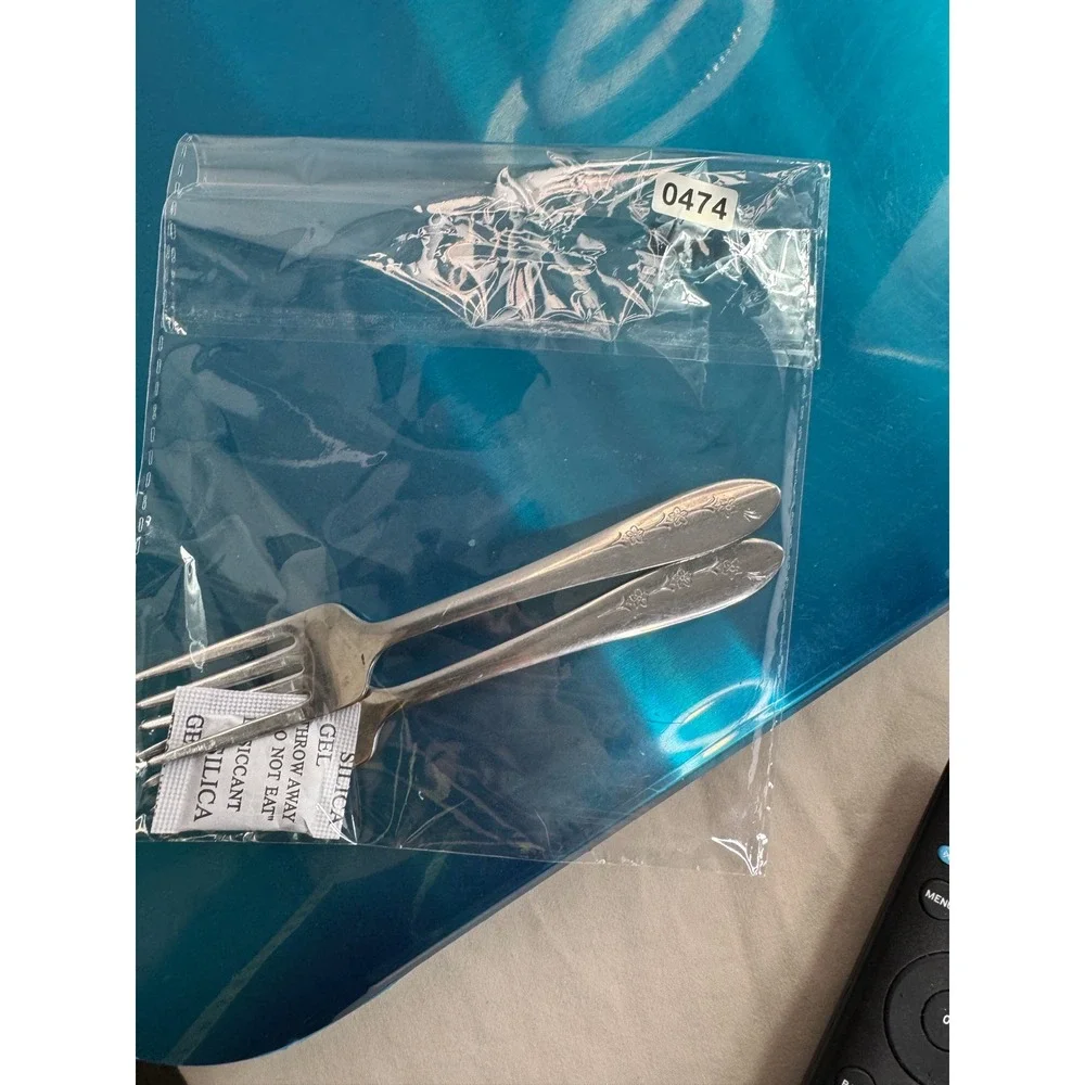 Wallace Stainless Steel Salad Forks Floral Etched Pattern Set of 2 6 Inch